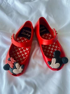 Mini Melissa x Disney Mickey Minnie Mouse Toddler Girl Size 8 Mary Jane Shoes Re - Picture 1 of 7