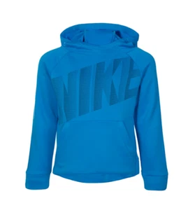 Nike Little Boys Long Sleeve Hooded Dri-Fit Tee Pullover Size: 7 (6-7 YRS) Blue - Picture 1 of 5