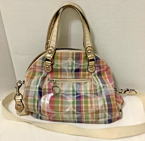 Coach Poppy Madras Shoulder Bag Sequins #19697 - Picture 1 of 5