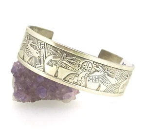 Vintage Roderick Tenorio (RMT) Navajo Sterling Silver Cuff Bracelet 7.5'' - Picture 1 of 6