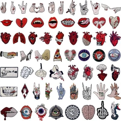 Embroidered Patches Iron Sew On logo patch f jeans Badges appliques Love hearts - Image 1 of 4