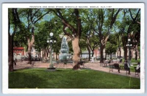 1929 MOBILE ALABAMA FOUNTAIN BANDSTAND BIENVILLE SQUARE FB TORLAY POSTCARD - Picture 1 of 2