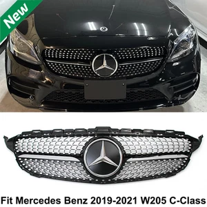 Front Grille Grill W/Satr For Mercedes Benz C200 C43 C300 W205 2019 2020 2021 - Picture 1 of 8
