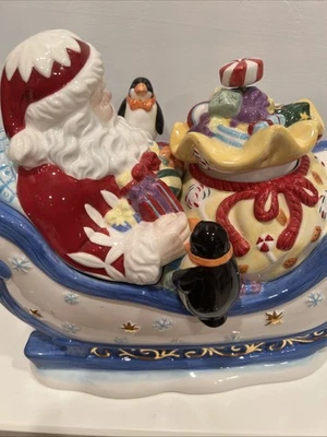 Waterford Holiday Heirlooms 12" Santa's Sleigh Ride Holiday Heirloom Cookie Jar - Image 1 of 4