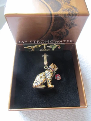 NEW JAY STRONGWATER MARA LEOPARD CHARM / PENDANT SWAROVSKI CRYSTALS W BOX - Image 1 of 4