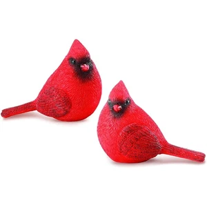 Estatuillas de cardenal, 2pk, estatuas de aves rojas de resina figuras de 5,5" x 4" - Darware - Imagen 1 de 7