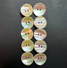 10 Vintage Mother of Pearl Buttons Set 2 Hole Iridescent Concave 3/4 Mop Vtg