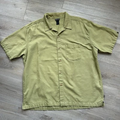 REI Men’s Loop Collar Button Up Shirt 55%Hemp 45%Cotton Green XL - Image 1 of 4