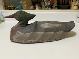Señuelo de pato de madera envuelto en lona Merganser de pechos rojos de colección temprano ¡Raro! - Imagen 1 de 12