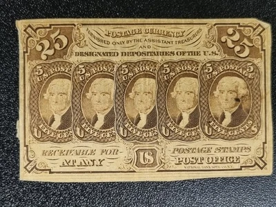 Fractional Postage Currency Twenty-Five Cents 25c Circulated #92361 - Image 1 of 2