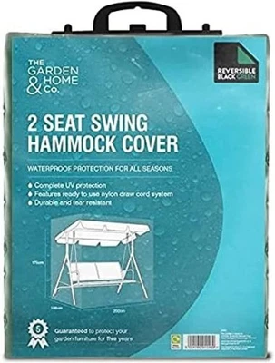 THE GARDEN & HOME CO SALE 2 Seat Swing Hammock Cover Waterproof Black/Green Garden Furniture Outdoor