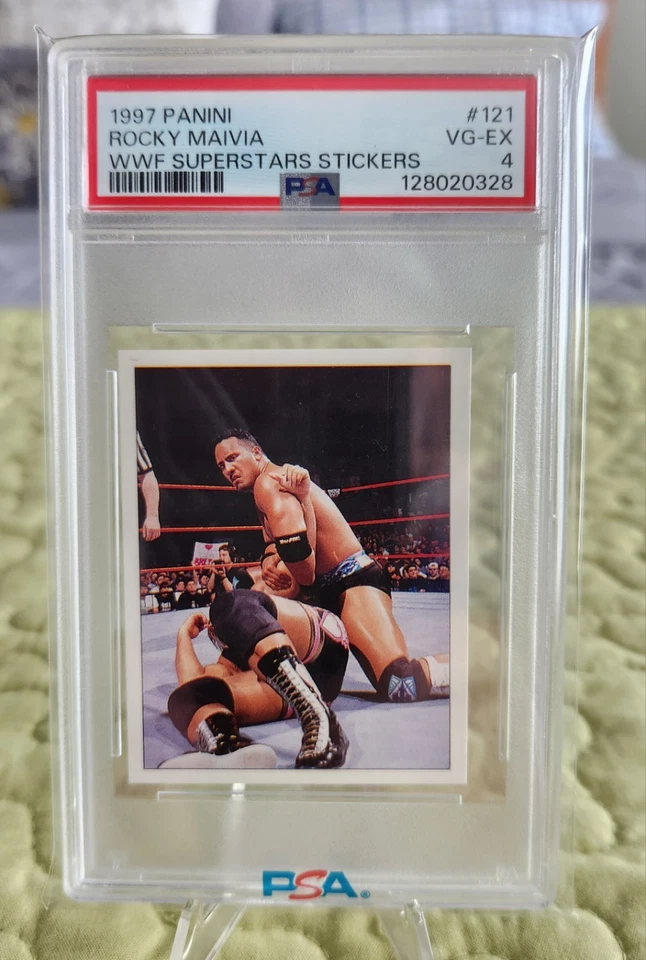 Raro 1997 Panini WWF ROCKY MAIVIA "THE ROCK" SUPERESTRELLAS STKRS #121 WWE RC Foto 1 de 4