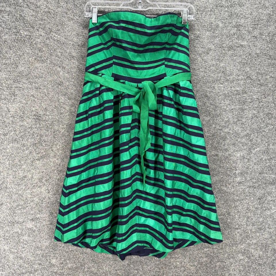 Vestido Moulinette Soeurs Mujer 8 Verde Rayas Funda Midi Cremallera Cinturón Forrado Foto 1 de 4