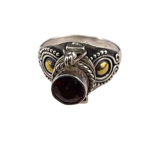 Sterling Silver Womens Garnet Poison Ring Unique Hinged Design Trinket Size 6 - Picture 1 of 6