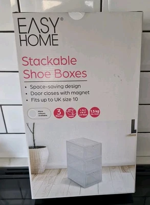 Easy Home Stackable Shoe Boxes x 2 sets - Image 1 of 4
