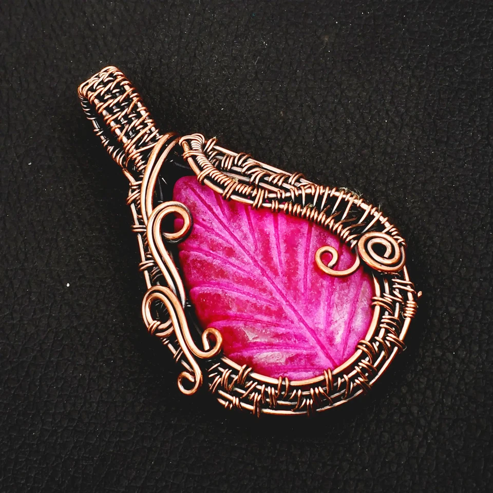 Colgante de alambre de cobre hecho a mano con piedras preciosas de rubí simulado regalo de joyería 2,52" AP-44360 Foto 1 de 1