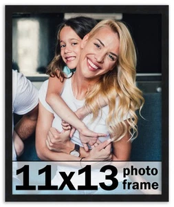 11x13 Frame Black Picture Frame Modern Photo Frame UV Acrylic, Acid Free Backer - Picture 1 of 6
