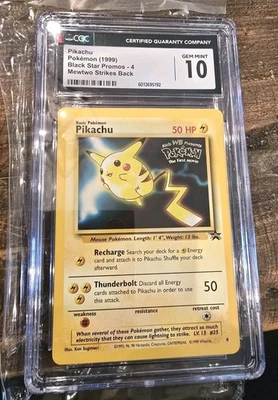 1999 Pikachu Black Star Promo #4 Pokemon Card Mewtwo Strikes Back CGC 10 - Image 1 of 2