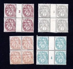 France 1900 group of blocks of 4 stamps Mi#86-90 MH CV=72$ - Picture 1 of 2