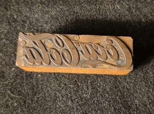 Coca-Cola Vintage Rame/Legno Pubblicità Stampa Blocco Timbro Piastra Inchiostro  - Foto 1 di 3