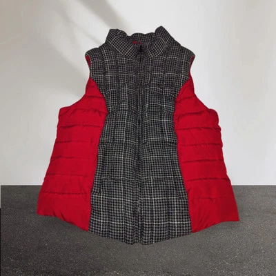 Chaleco RUFF HEWN Para Mujer Rojo Negro Gris MEZCLA DE LANA Cremallera Completa Chaqueta PUFFER Talla GRANDE Foto 1 de 4