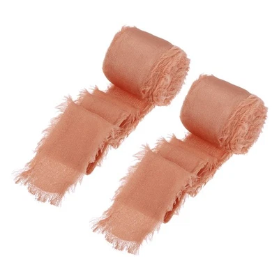 2 Rolls Silk Satin Ribbon, 1.5" 6 Yards Chiffon Fabric Ribbon Orange - Image 1 of 4