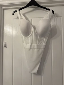 New DKNY Women's White Sheers Strapless Bodysuit, UK Size 36D - Picture 1 of 11