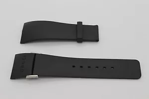 I Gucci 26mm Genuine Replacement Strap Men's Solid Black With Silver Accents - Picture 1 of 2