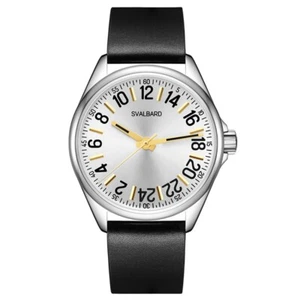 Svalbard Solstråle GA26 Swiss Quarzo Acciaio Nero Pelle Oro 24h Orologio Uomo - Foto 1 di 3