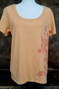 Magellan Peach Scoop Neck Floral Print Short Sleeve T Shirt Size XXL VGC - Picture 1 of 9