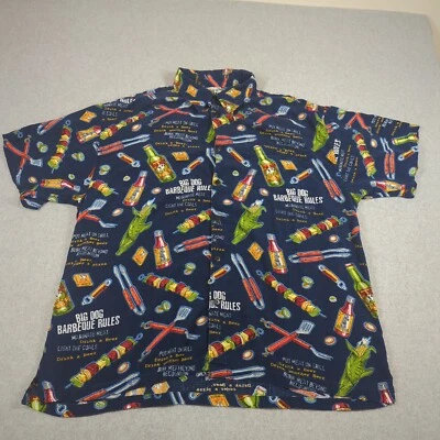 Camisa Big Dogs Para Hombre XL Azul Hawaiana Manga Corta Barbacoa Parrilla Cocinar Cerveza Foto 1 de 4