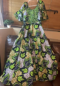 African Women Dress Wax Print Dress Ankara 100% coton African Fashion - Picture 1 of 4