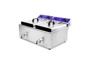 NEW JLK COMMERCIAL 2x10L DEEP FRYER DUAL BASKET+COVER+TAPE 2 YRS WTY - Picture 1 of 7