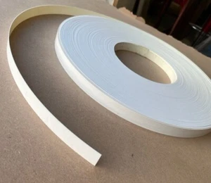 1mt Plastic PVC 1mm 22mm Edging Tape Edge 22mm Plain White 02PV10N UK - Picture 1 of 2