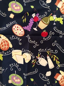 Italian Foods Cotton Fabric Scrap 36" x 36" Pizza Pasta - Picture 1 of 3