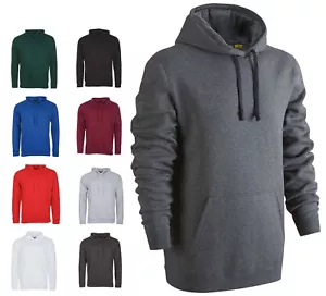 Mens Classic Pullover Hoodie Hooded Sweatshirt - PLAIN WORK CASUAL WARM JUMPER - Picture 1 of 19