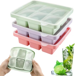 3Pcs Ghiaccio Stampo Cubetti Silicone,Cubetti Ghiaccio Stampo Con Coperchio, App - Foto 1 di 12