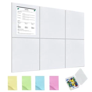 6 Pcs Square Bulletin Board with 50 Pushpins & Sticky Note Adhesive Cork Boar... - Picture 1 of 6