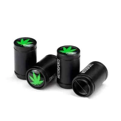 Weed Pot Leaf Red Bike Schrader Valve Caps Aluminum BMX Cannabis TYRE CAR VAN - Image 1 of 4