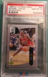 1998 UD International MJ Stickers #29 Michael Jordan Chicago Bulls HOF PSA 10 - Picture 1 of 3