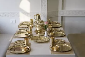 Brass Dinner Set Etched 51 Pieces - Picture 1 of 16