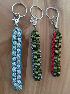 Paracord Key Chains 3ea Lobster Clasp w/Keyrings Handmade Box Knot Style - Picture 1 of 3