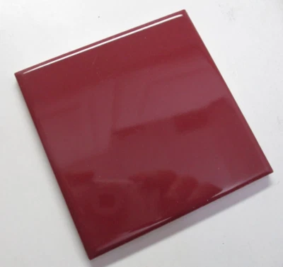 1 Wall Tile AO American Olean USA 4-1/4" Gloss Plum Dark Red Ceramic Vtg 1970s - Image 1 of 4