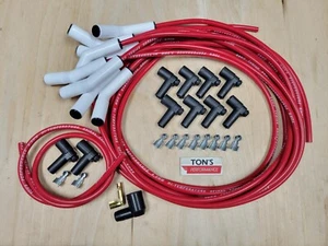 Universal 45 / 135 Ceramic Red 8mm Spark Plug Wire Kit v8 HEI Ford Chevy v8 - Picture 1 of 1
