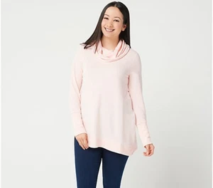 Túnica de felpa francesa H by Halston cuello capucha con dobladillo curvo color ROSA PURO talla L - Imagen 1 de 4