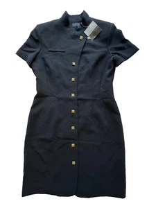 Vestido Liz Claiborne Garden Variedad Negro Cuello Chino Talla 12 - Imagen 1 de 8