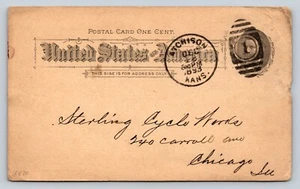 1891 UX10 Postal Card 1c Duplex Killer STERLING CYCLE WORKS Peck Stow & Wilcox - Picture 1 of 3