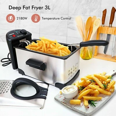 3L Deep Fat Chip Fryer Basket Oil Fried Chips Safe Basket Handle Window new - Image 1 of 4
