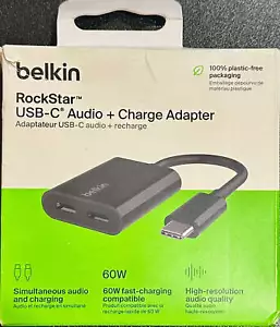 Belkin RockStar USB-C Audio + Charge Adaptor F7U081BTBLK (OPEN BOX) - Picture 1 of 9