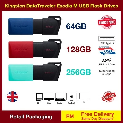 Kingston DataTraveler Exodia M Memory Stick 64/128/256 GB, Wholesale, FREE DELIV - Image 1 of 3